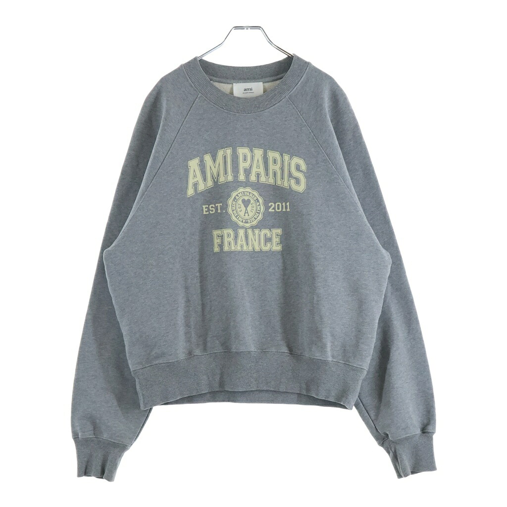 AMI Alexandre Mattiussi(アミアレクサンドルマテュッシ) サイズ:L Sweatshirt カレッジロゴ クルーネックスウェットトレーナー グレー USW010.747 USW010.747【新古品/中古】【程度S】【カラーグレー】【取扱店舗原宿】|ブランド買取・販売 BRING