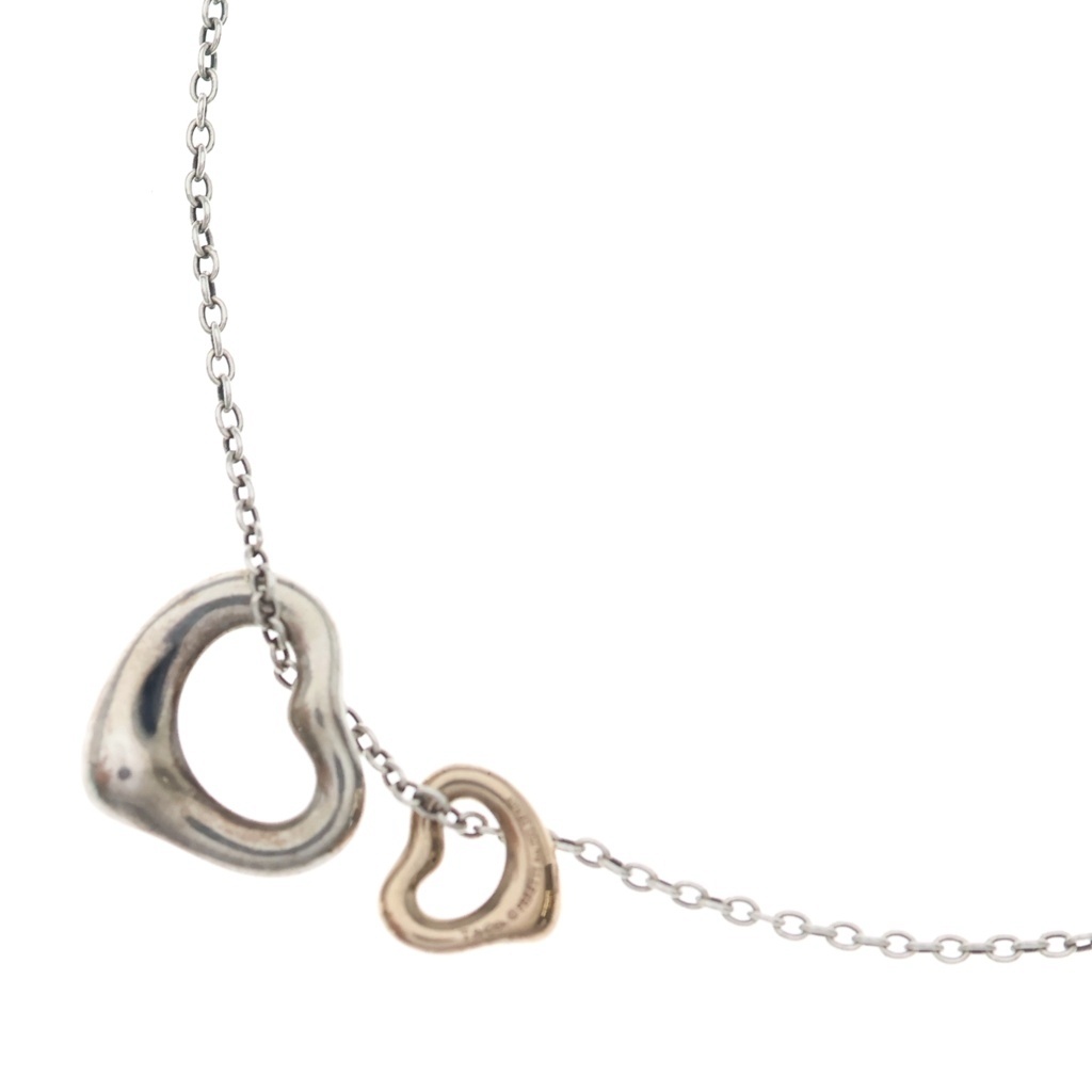 TIFFANY & Co.(ティファニー) エルサペレッティ ダブルオープンハート ネックレス Ag925/K18PG シルバー/ピンクゴールド【中古】【程度B】【カラーシルバー】【取扱店舗BRING心斎橋店】|ブランド買取・販売 BRING