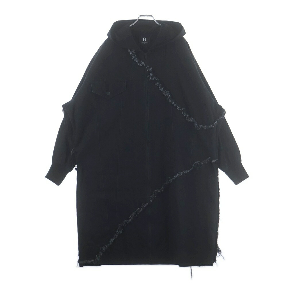 B Yohji Yamamoto(ビー ヨウジヤマモト) サイズ:1 18AW LONG DENIM PARKER ロング デニム パーカー フーデッドモッズコート ブラック NV-D54-004【中古】【程度B】【カラーブラック】【取扱店舗AWESOME原宿店】|ブランド買取・販売 BRING