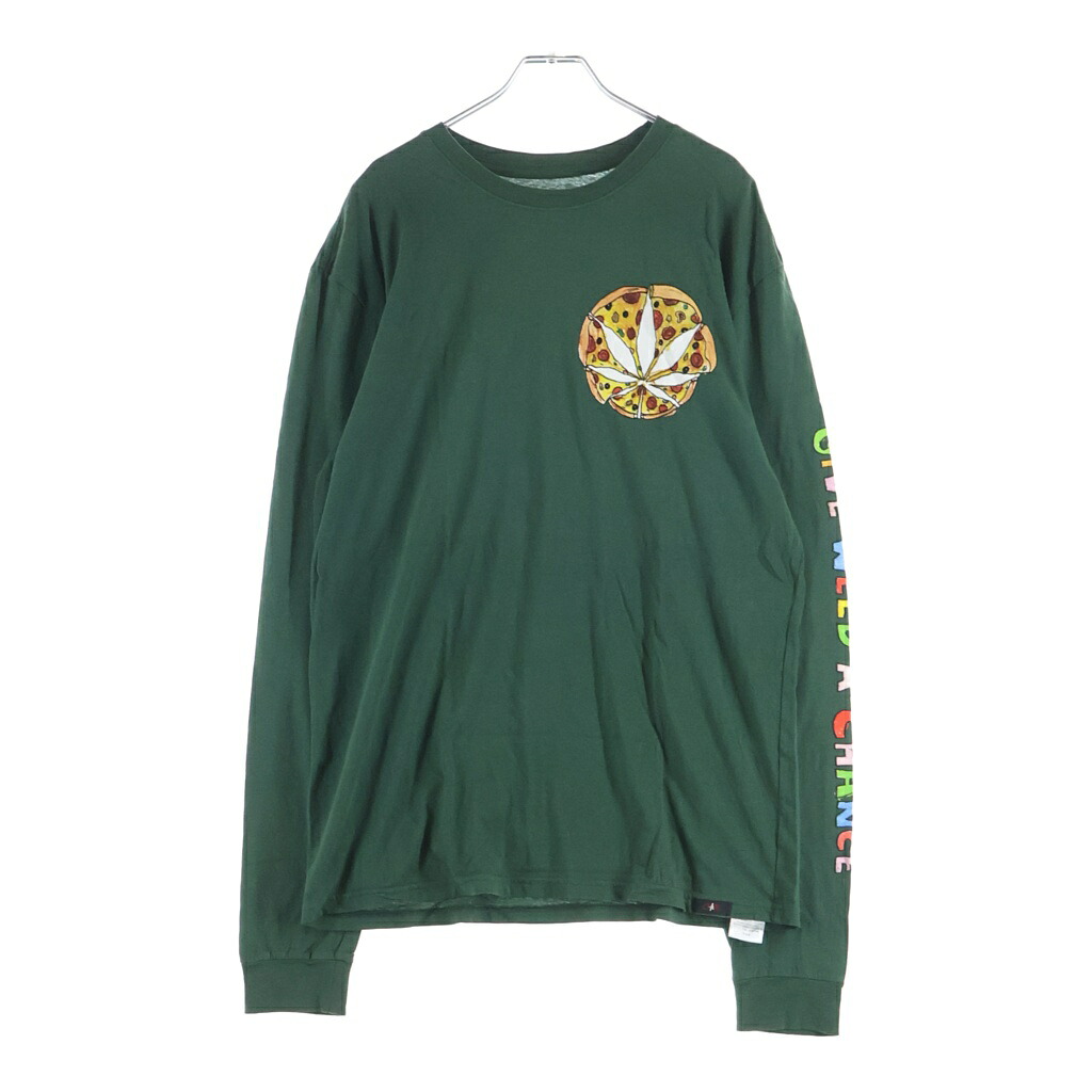 NO BRAND(ノーブランド) サイズ:Ｌ 【Porous Walker ポーラスウォーカー】Pizza Leaf L/S Tee ピザ リーフ プリント クルーネック 半袖Tシャツ カットソー グリーン【新古品/中古】【程度S】【カラーグリーン】【取扱店舗BRING THRIFT CLOSET 幕張店】｜ブランド買取・販売　BRING
