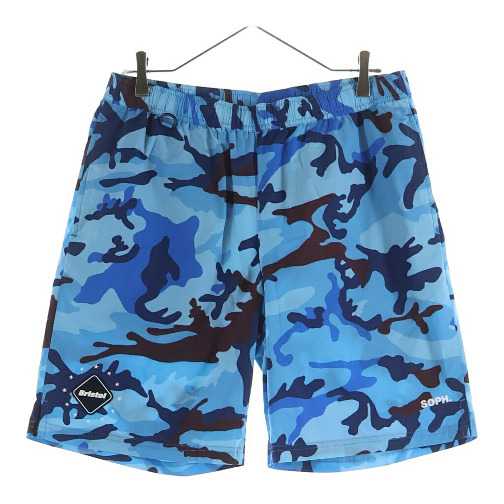 F.C.R.B./F.C.Real Bristol/FCRB(エフシーアールビー/エフシーレアルブリストル) サイズ:L 22AW CAMOUFLAGE TEAM SHORTS ナイロン 迷彩柄 イージーショーツ ハーフパンツ ブルー FCRB-222001【中古】【程度B】【カラーブルー】【取扱店舗BRING横浜ビブレ店】|ブランド買取・販売 BRING