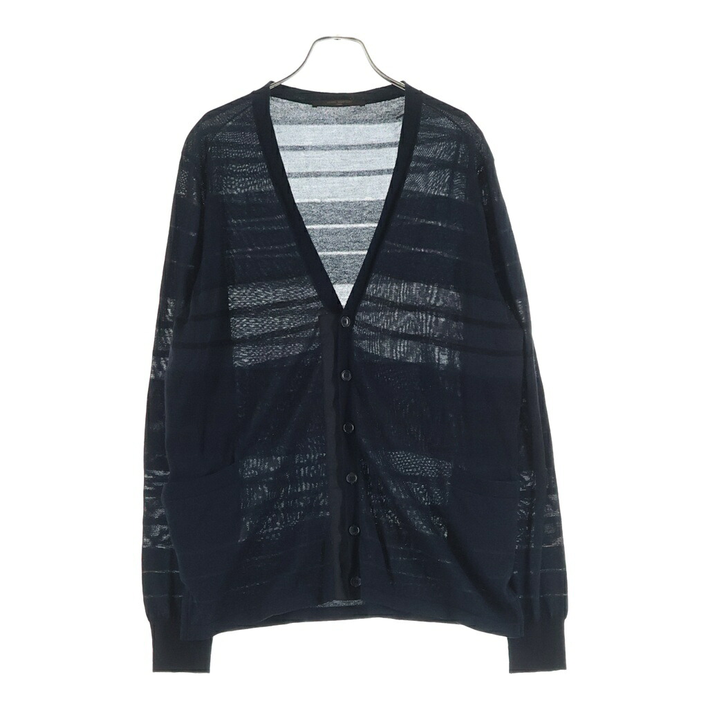 LOUIS VUITTON(ルイヴィトン) サイズ:M シルクカシミヤ混 ボーダーニットカーディガン ブラック/ネイビー RM101 MQKN93K54【中古】【程度B】【カラーブラック】【取扱店舗BRING福岡天神店】｜ブランド買取・販売　BRING 16,093円