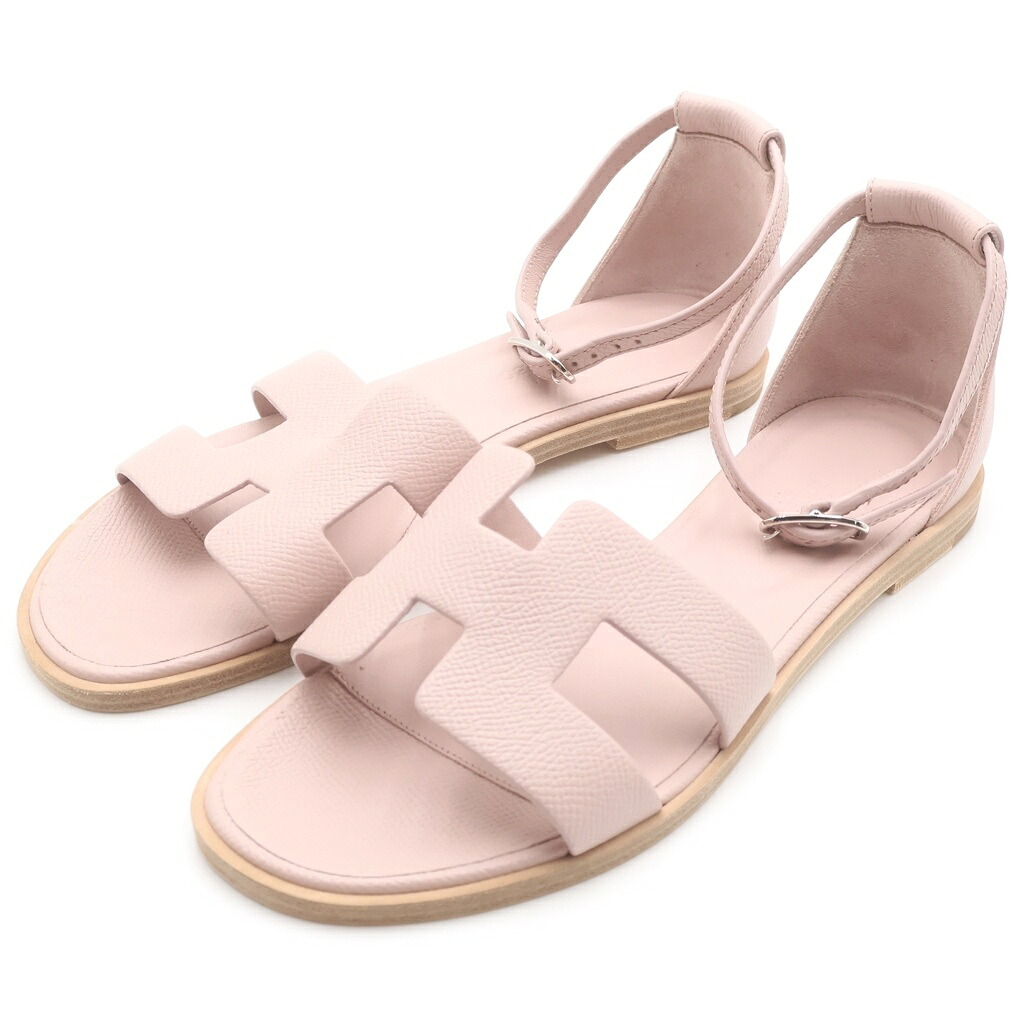 HERMES(エルメス) サイズ:#36 1/2 サントリーニ Hロゴ レザー アンクルストラップ サンダル #36 1/2 ピンク【中古】【程度A】【カラーピンク】【オンライン限定商品】|ブランド買取・販売 BRING
