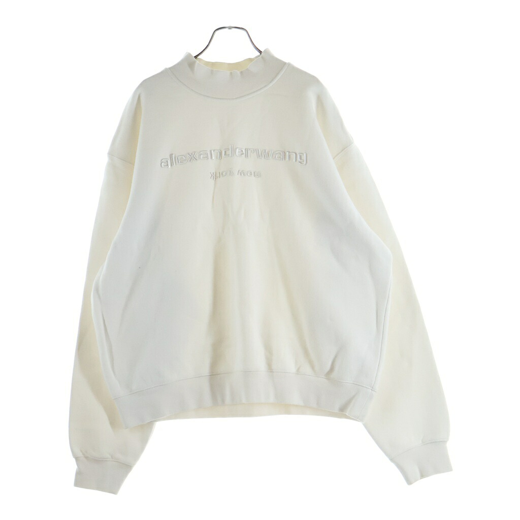 ALEXANDER WANG(アレキサンダーワン) サイズ:L ロゴ刺繍 モックネック スウェットトレーナー ホワイト【中古】【程度B】【カラーホワイト】【取扱店舗BRING WASTE_NOT】｜ブランド買取・販売　BRING