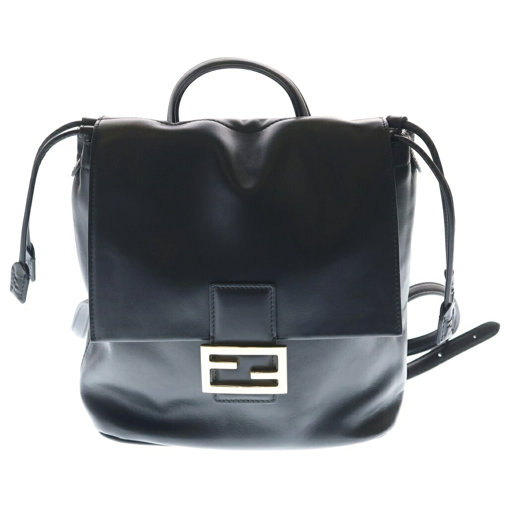 FENDI(フェンディ) バゲット FFロゴ バックパック リュックサック ブラック レザー 8BZ057AYJ1F0KUR ゴールド金具【中古】【程度A】【カラーブラック】【取扱店舗渋谷】｜ブランド買取・販売　BRING
