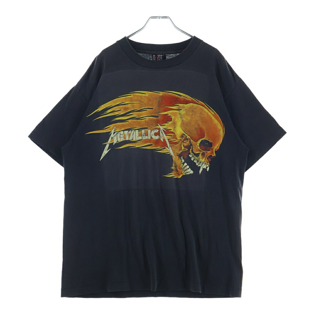 VINTAGE(ヴィンテージ) サイズ:XL 90S METALLICA PUSHEAD SIDEFLAME SKULL TEE メタリカ パスヘッド 半袖カットソーTシャツ ブラック【中古】【程度B】【カラーブラック】【取扱店舗AWESOME高円寺店】｜ブランド買取・販売　BRING
