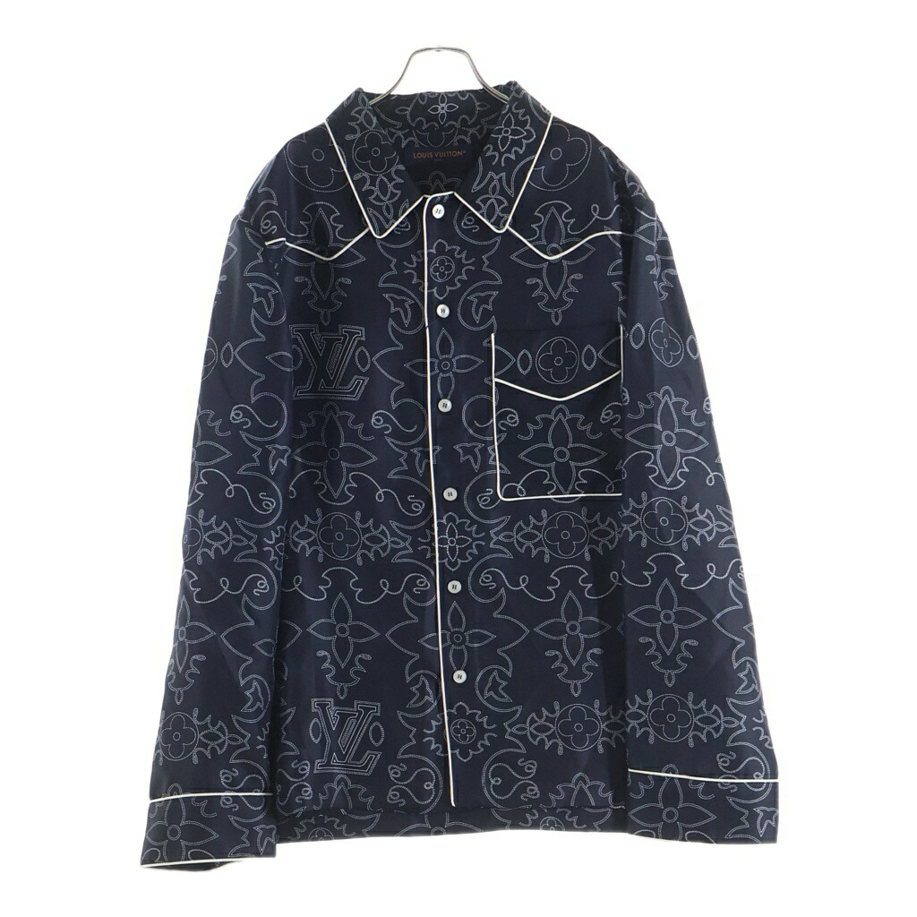 LOUIS VUITTON(ルイヴィトン) サイズ:XXL 24AW モノグラムプリントデザイン 胸ポケット シルク 長袖シャツ ブラック RM242M MRR HRS80W【新古品/中古】【程度S】【カラーブラック】【取扱店舗原宿】｜ブランド買取・販売　BRING