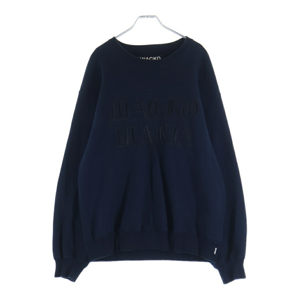 WACKO MARIA(ワコマリア) サイズ:M HEAVY WEIGHT CREW NECK SHIRT ヘビーウェイト ロゴ刺繍 クルーネックスウェットトレーナー ネイビー【中古】【程度A】【カラーネイビー】【取扱店舗BRING大宮店】|ブランド買取・販売 BRING