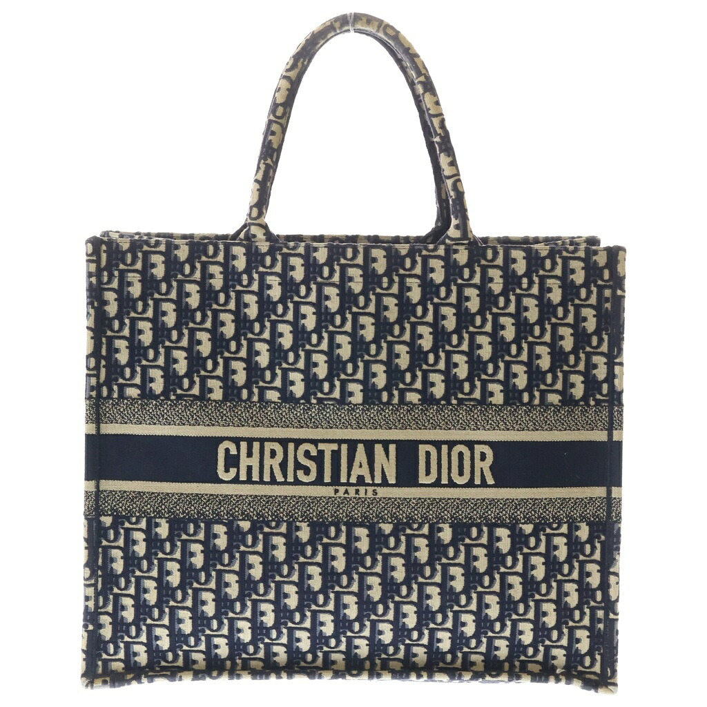 Christian Dior(クリスチャンディオール) BOOK TOTE TOKYO 東京限定 ブックトート ラージ オブリーク ジャガード トートバッグ ネイビー【中古】【程度B】【カラーネイビー】【取扱店舗渋谷】｜ブランド買取・販売　BRING