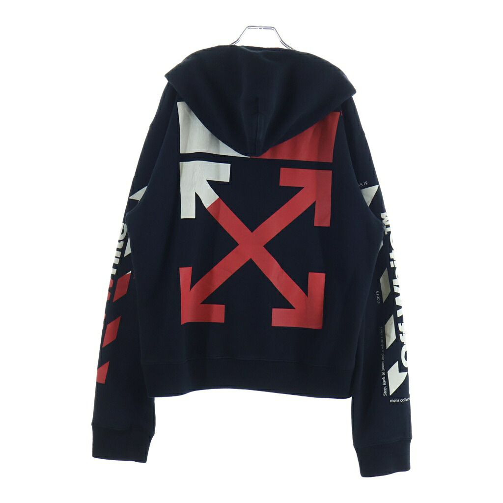 OFF-WHITE(オフホワイト) サイズ:L 19SS DIAG SPLIT LOGO SLIM HOODIE ダイアグ スプリットロゴ スリム スウェットフーディー プルオーバーパーカー ブラック OMBB034S19003006【中古】【程度B】【カラーブラック】【取扱店舗BRING福岡天神店】｜ブランド買取・販売　BRING