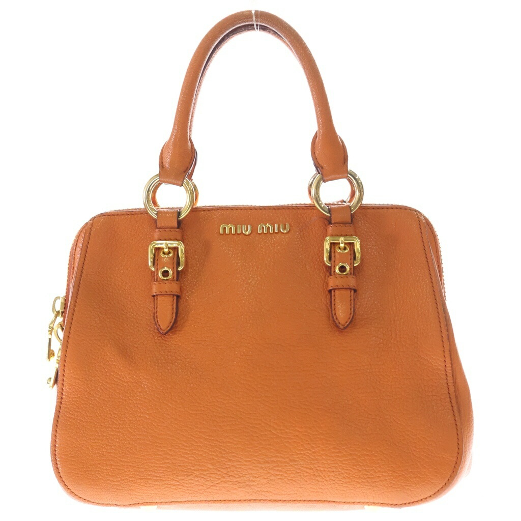 miumiu(ミュウミュウ) MADRAS マドラス レザー 2WAY ハンド ショルダーバッグ ゴールド金具 オレンジ RL0058【中古】【程度B】【カラーオレンジ】【取扱店舗BRING札幌店】｜ブランド買取・販売　BRING