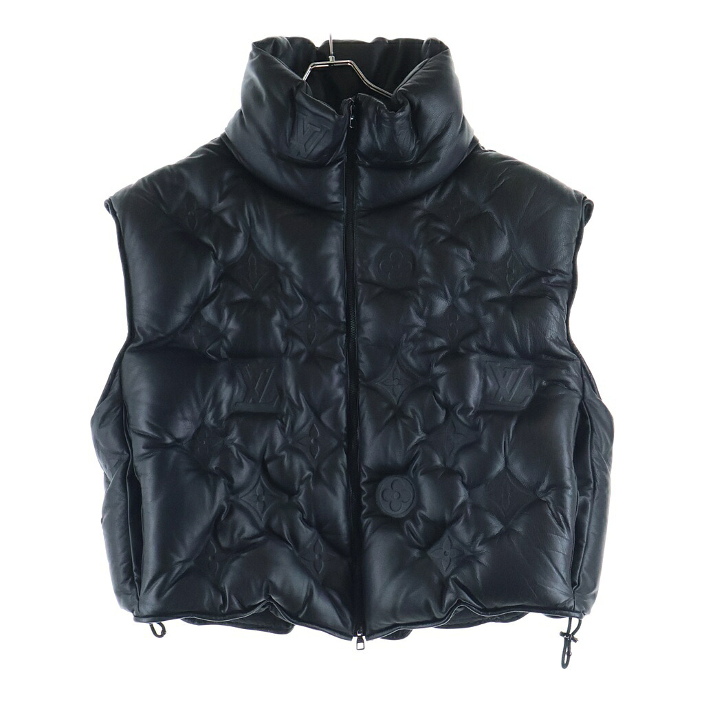 LOUIS VUITTON(ルイヴィトン) サイズ:S 19AW Monogram Boyhood Puffer Vest モノグラム ボーイフッド パファー レザー ダウンベスト ブラック HHL84WREY【中古】【程度B】【カラーブラック】【オンライン限定商品】｜ブランド買取・販売　BRING