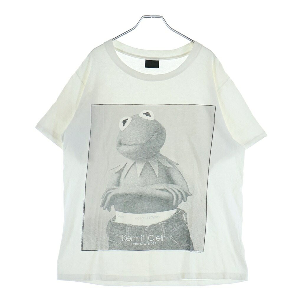 VINTAGE(ヴィンテージ) サイズ:L 90s KERMIT CLEIN カーミット 裾袖シングル クルーネックTシャツ ホワイト【中古】【程度B】【カラーホワイト】【取扱店舗BRING福岡天神店】｜ブランド買取・販売　BRING