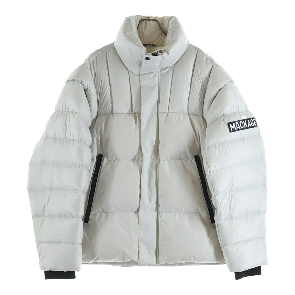 MACKAGE(マッカージュ) サイズ:40 VICTOR TRENCH アームロゴパッチ ダウンジャケット アイボリー【中古】【程度B】【カラーベージュ】【オンライン限定商品】｜ブランド買取・販売　BRING