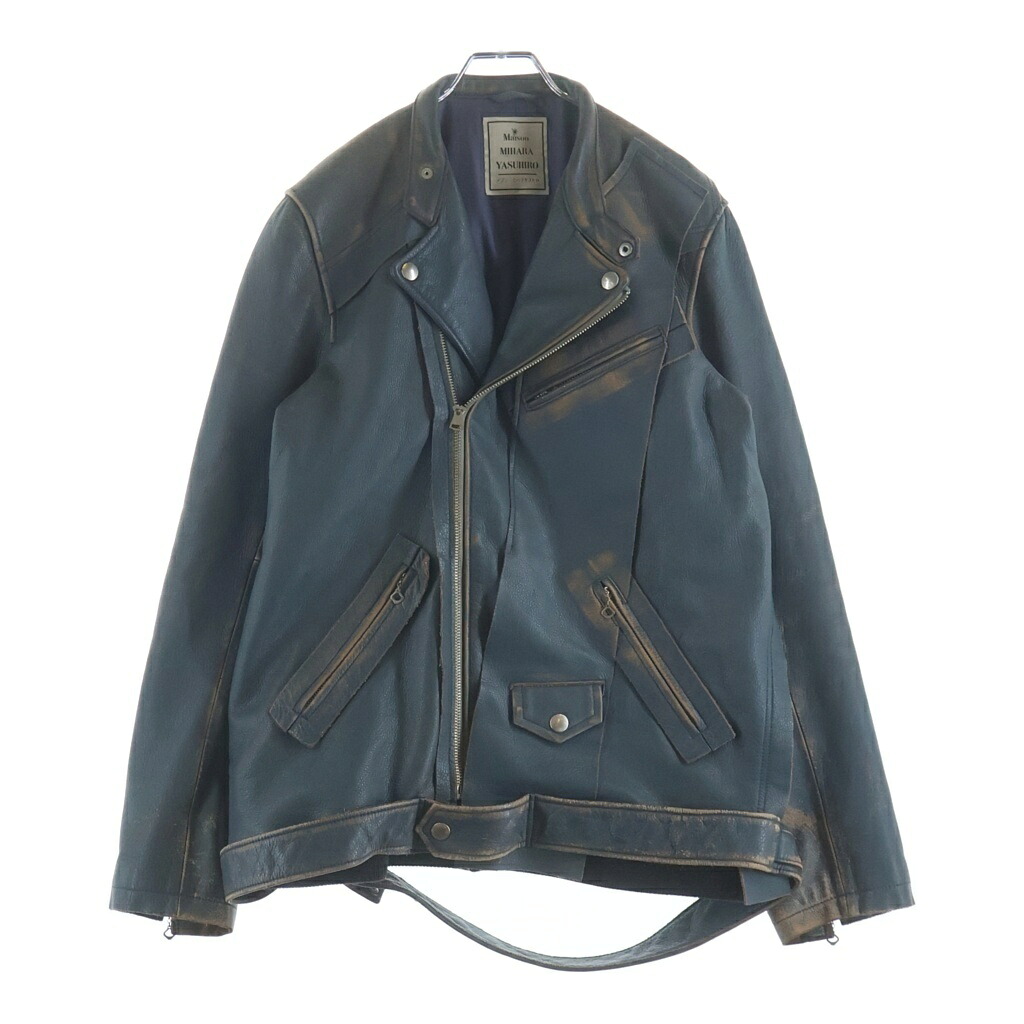 MIHARA YASUHIRO(ミハラヤスヒロ) サイズ:L 16AW ダブル ライダース レザージャケット ブルー 72101276【中古】【程度B】【カラーブルー】【オンライン限定商品】|ブランド買取・販売 BRING