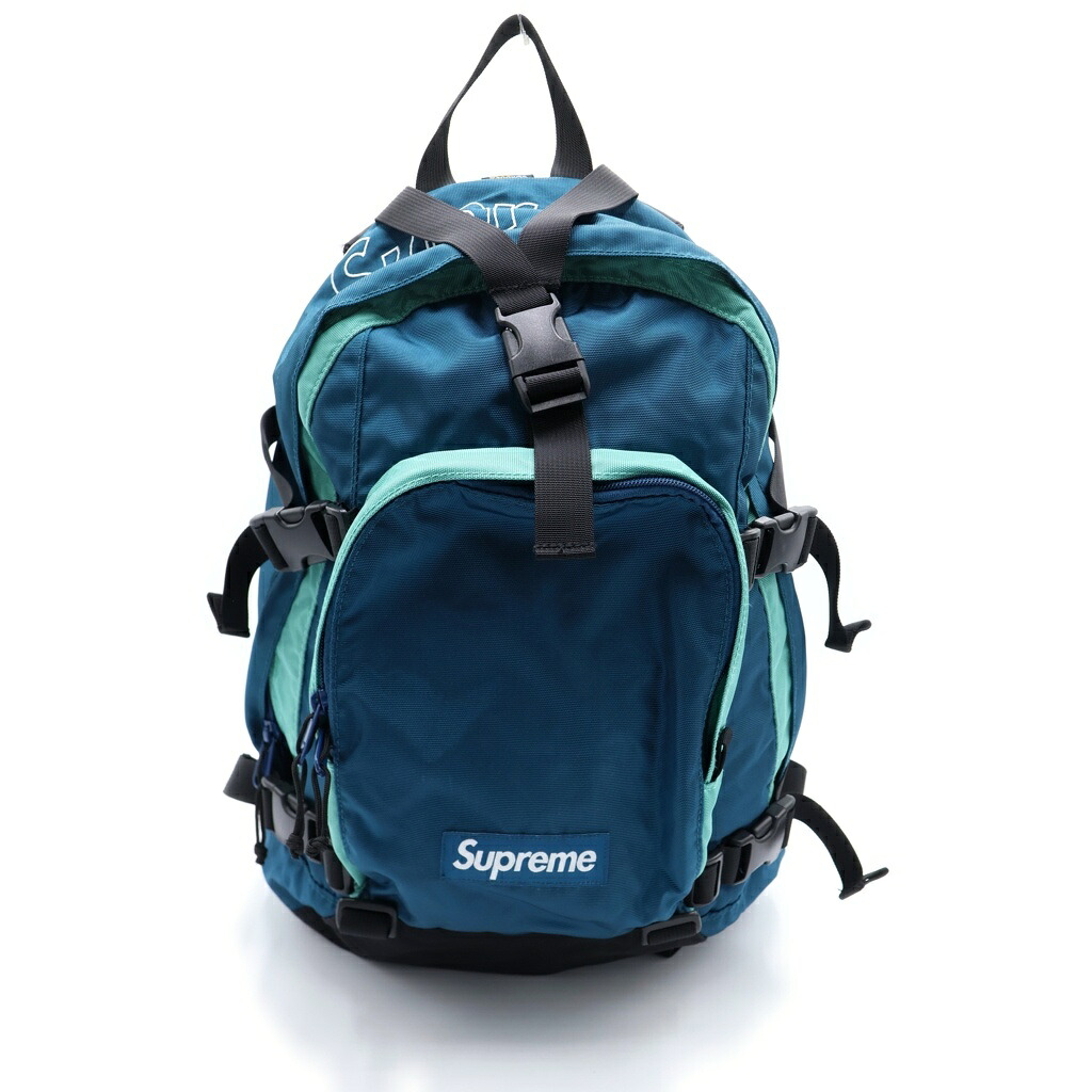 SUPREME(シュプリーム) サイズ:- 19AW BACKPACK ロゴ刺繍サイドポケットコーデュラナイロンバックパック リュック ブルー【中古】【程度B】【カラーブルー】【オンライン限定商品】|ブランド買取・販売 BRING