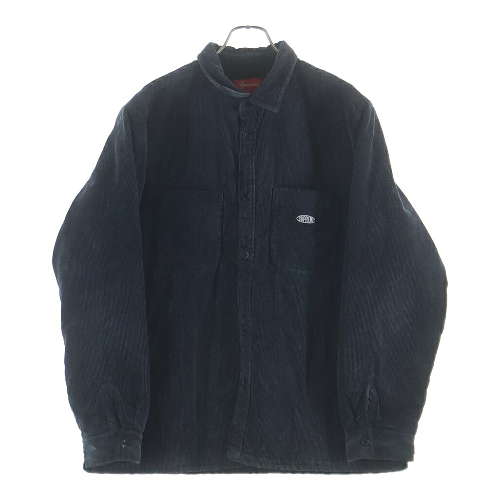 SUPREME(シュプリーム) サイズ:L Supreme 22AW Quilted Corduroy Shirt シュプリーム キルティング コーデュロイ コットン 長袖シャツ #L ネイビー 101837【中古】【程度B】【カラーネイビー】【オンライン限定商品】｜ブランド買取・販売　BRING