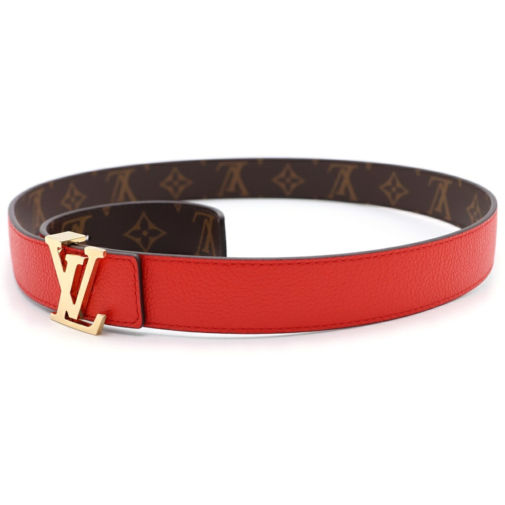 LOUIS VUITTON(ルイヴィトン) サンチュール LVイニシャル 30MM リバーシブル レザーベルト レッド&times;ブラウン M0322 ゴールド金具【中古】【程度A】【カラーブラウン】【取扱店舗BRING心斎橋店】｜ブランド買取・販売　BRING