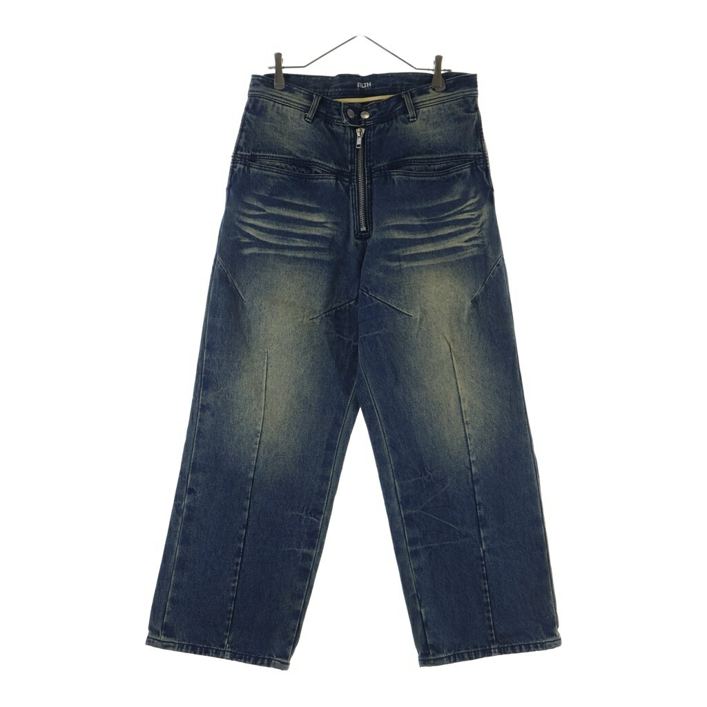 FILTH(フィルス) サイズ:3 24AW FRONT ZIP BAGGY DENIM フロントジップ バギー デニムパンツ インディゴ FW24-PT02【中古】【程度B】【カラーブルー】【取扱店舗BRING WASTE_NOT】|ブランド買取・販売 BRING