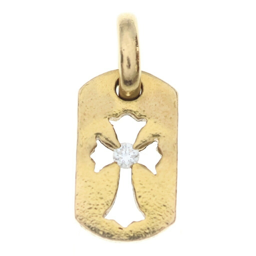 CHROME HEARTS(クロムハーツ) 22K DT TNY CO CRS 1DIA タイニーカットアウトクロス ドッグタグ 1ダイヤ ペンダントトップ ゴールド BCA039【中古】【程度B】【カラーゴールド】【取扱店舗OneStyle新宿店】|ブランド買取・販売 BRING