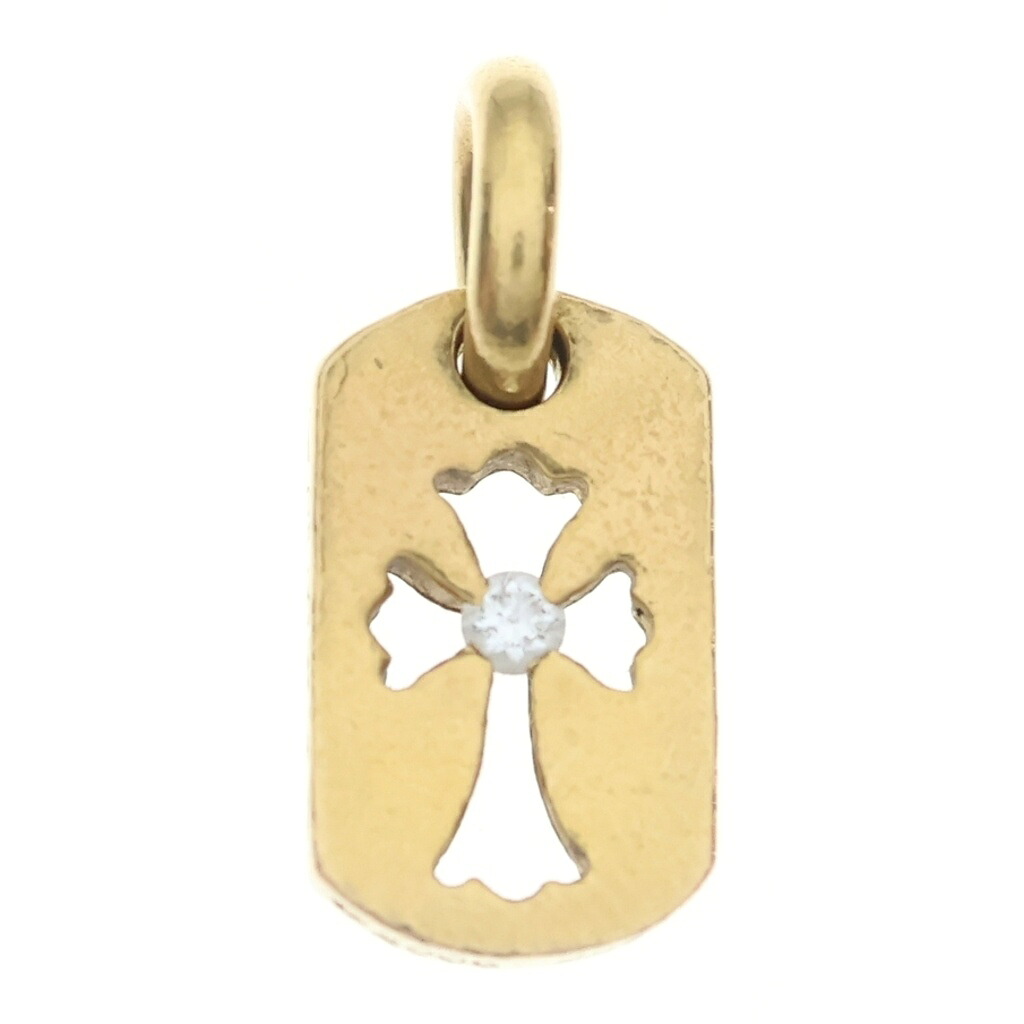 CHROME HEARTS(クロムハーツ) 22K DT TNY CO CRS 1DIA タイニーカットアウトクロス ドッグタグ 1ダイヤ ペンダントトップ ゴールド BCA039【中古】【程度B】【カラーゴールド】【取扱店舗OneStyle原宿店】|ブランド買取・販売 BRING