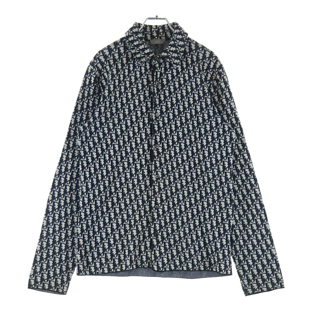 DIOR(ディオール) サイズ:XS 20SS OBLIQUE OVERSHIRT オブリーク総柄 コットンニット 長袖シャツ ネイビー 023M550AT099【中古】【程度B】【カラーネイビー】【取扱店舗BRING京都河原町店】｜ブランド買取・販売　BRING 51,792円