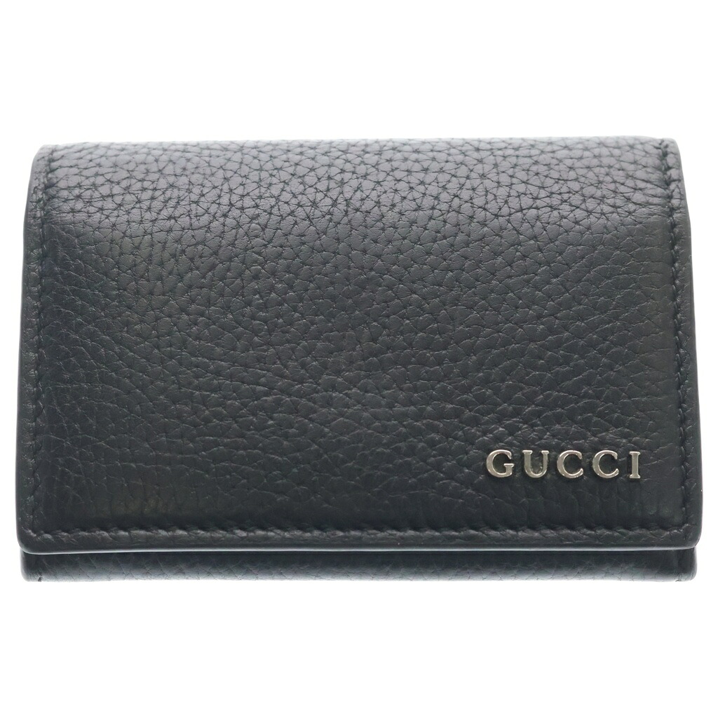 GUCCI(グッチ) ロゴ レザー カードケース シルバー金具 ブラック 771152【中古】【程度B】【カラーブラック】【取扱店舗BRING横浜ビブレ店】｜ブランド買取・販売　BRING 15,048円