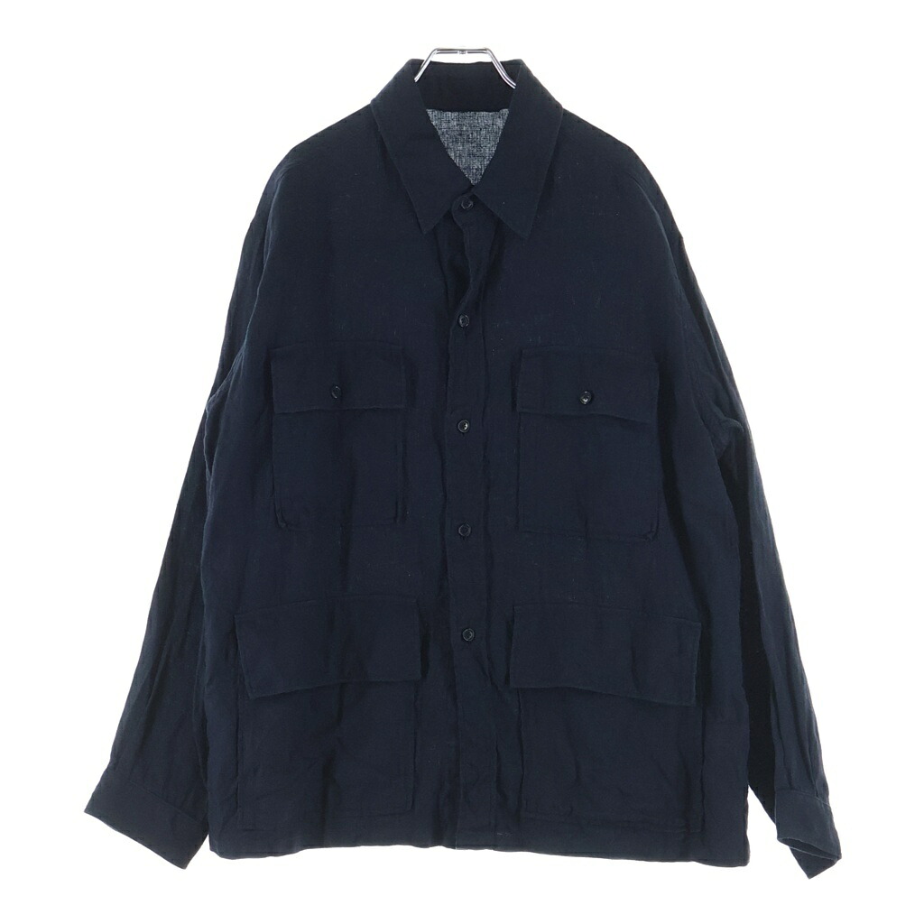 KAPTAIN SUNSHINE(キャプテンサンシャイン) サイズ:38 25SS Safari Shirt Jacket サファリ リネンシャツジャケット ネイビー KS25SJK20【中古】【程度A】【カラーネイビー】【取扱店舗BRING梅田茶屋町店】｜ブランド買取・販売　BRING