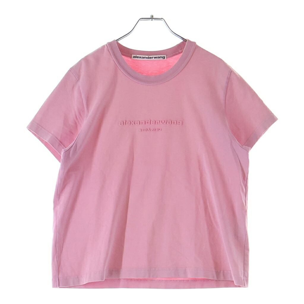 ALEXANDER WANG(アレキサンダーワン) サイズ:L Emboss T-Shirt エンボスロゴ クロップド 半袖Tシャツ ピンク レディース【中古】【程度A】【カラーピンク】【取扱店舗原宿】|ブランド買取・販売 BRING