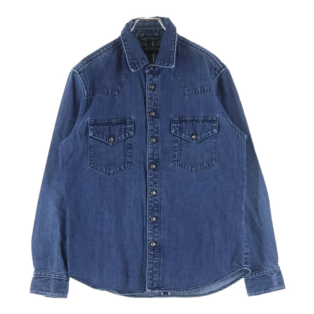 CHROME HEARTS(クロムハーツ) サイズ:SM DENIM WESTERN 袖クロスパッチ デニム ウェスタンシャツ 長袖シャツ インディゴ【中古】【程度B】【カラーブルー】【取扱店舗BRING渋谷ANNEX店】｜ブランド買取・販売　BRING 165,000円