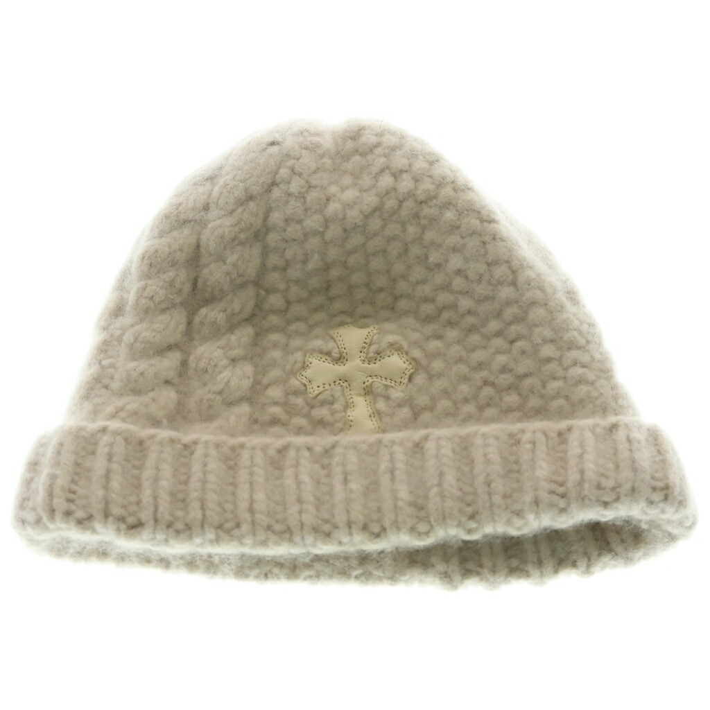CHROME HEARTS(クロムハーツ) クロスパッチ付き カシミヤ ビーニー ニット帽 アイボリー【中古】【程度B】【カラーベージュ】【取扱店舗BRING札幌店】｜ブランド買取・販売　BRING