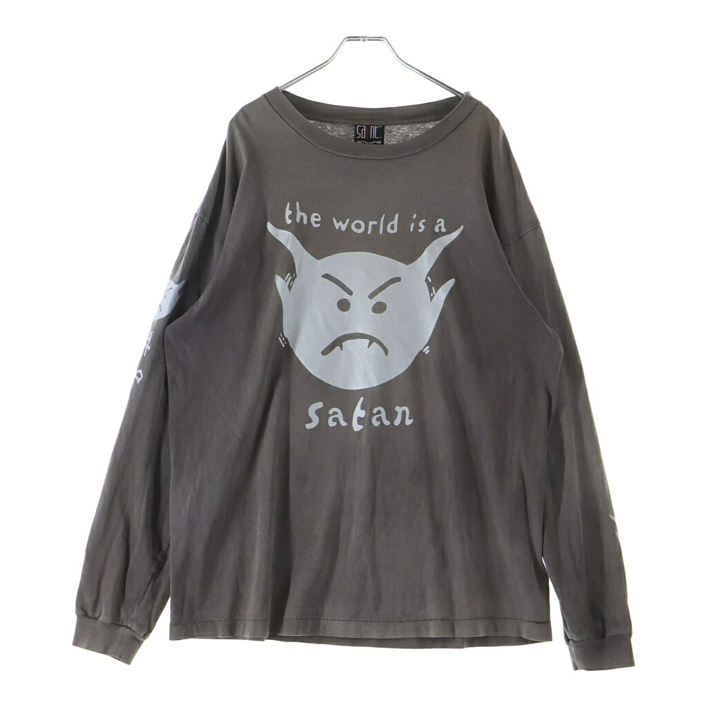 SAINT MICHAEL(セントマイケル) サイズ:XL 21AW LS SATAN TEE ヴィンテージ加工 クルーネック長袖Tシャツカットソー グレー SM-A21-0000-025【中古】【程度B】【カラーグレー】【取扱店舗BRING京都河原町店】|ブランド買取・販売 BRING