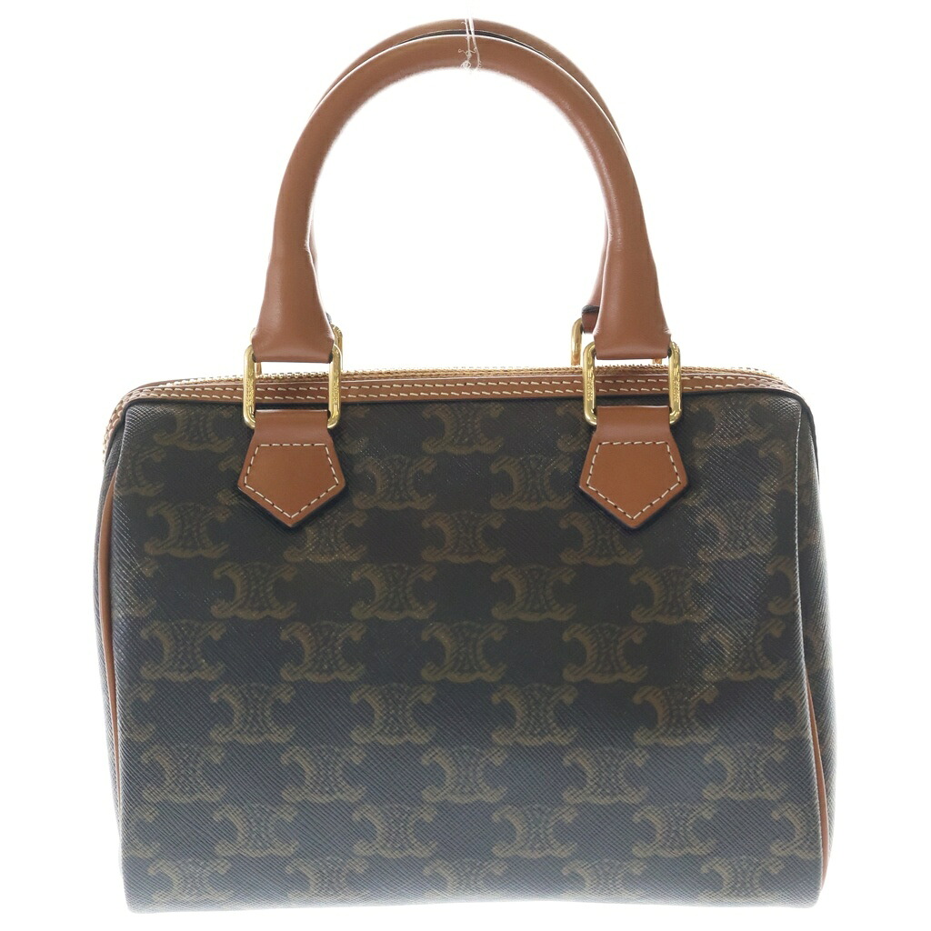 CELINE(セリーヌ) トリオンフ スモールボストンバッグ 2WAYバッグ ミニボストンバッグ ハンドバッグ ブラウン レザー×PVC ゴールド金具【中古】【程度A】【カラーブラウン】【取扱店舗BRING心斎橋店】|ブランド買取・販売 BRING