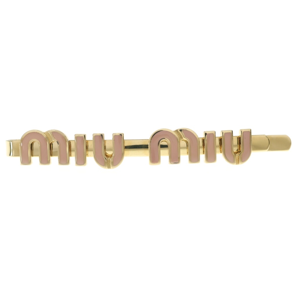 miumiu(ミュウミュウ) ロゴ GP ヘアピン ヘアクリップ ヘアアクセサリー ピンク/ゴールド【中古】【程度A】【カラーピンク】【取扱店舗渋谷】|ブランド買取・販売 BRING