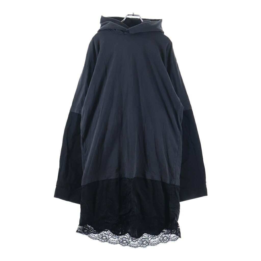 BALENCIAGA(バレンシアガ) サイズ:XS レースレイヤードパーカードレス 744728 TOVG6 ブラック【中古】【程度B】【カラーブラック】【取扱店舗BRING渋谷ANNEX店】｜ブランド買取・販売　BRING
