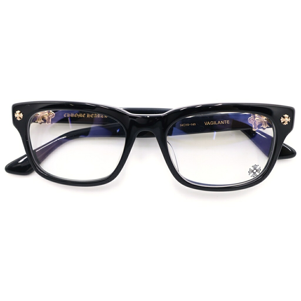 CHROME HEARTS(クロムハーツ) サイズ:54□19‐149 VAGILANTE ヴァジランテ クロステンプル スクエアフレーム クリアレンズ メガネ 眼鏡 アイウェア 54□19‐149 ブラック/ゴールド【中古】【程度A】【カラーブラック】【取扱店舗BRING札幌店】|ブランド買取・販売 BRING