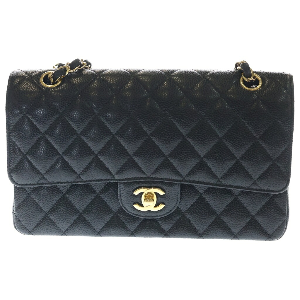 CHANEL(シャネル) マトラッセ25 キャビアスキン レザー Wフラップ Wチェーン ショルダーバッグ ゴールド金具 ブラック 19番台【中古】【程度A】【カラーブラック】【取扱店舗BRING:RED新宿東口店】|ブランド買取・販売 BRING