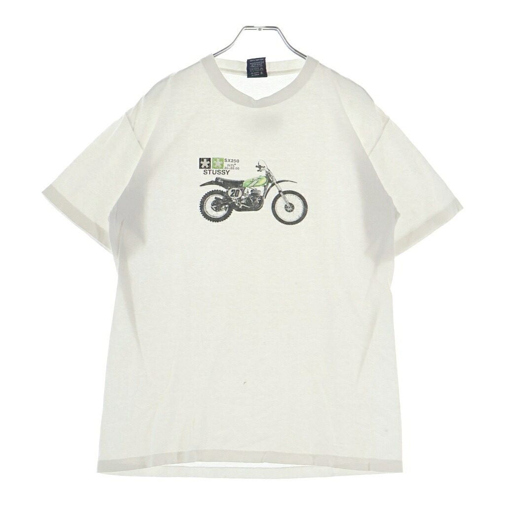 STUSSY(ステューシー) サイズ:M 90S VINTAGE SX250 ヴィンテージ バイクロゴデザイン クルーネック カットソー 半袖Tシャツ ホワイト【中古】【程度B】【カラーホワイト】【取扱店舗渋谷】|ブランド買取・販売 BRING