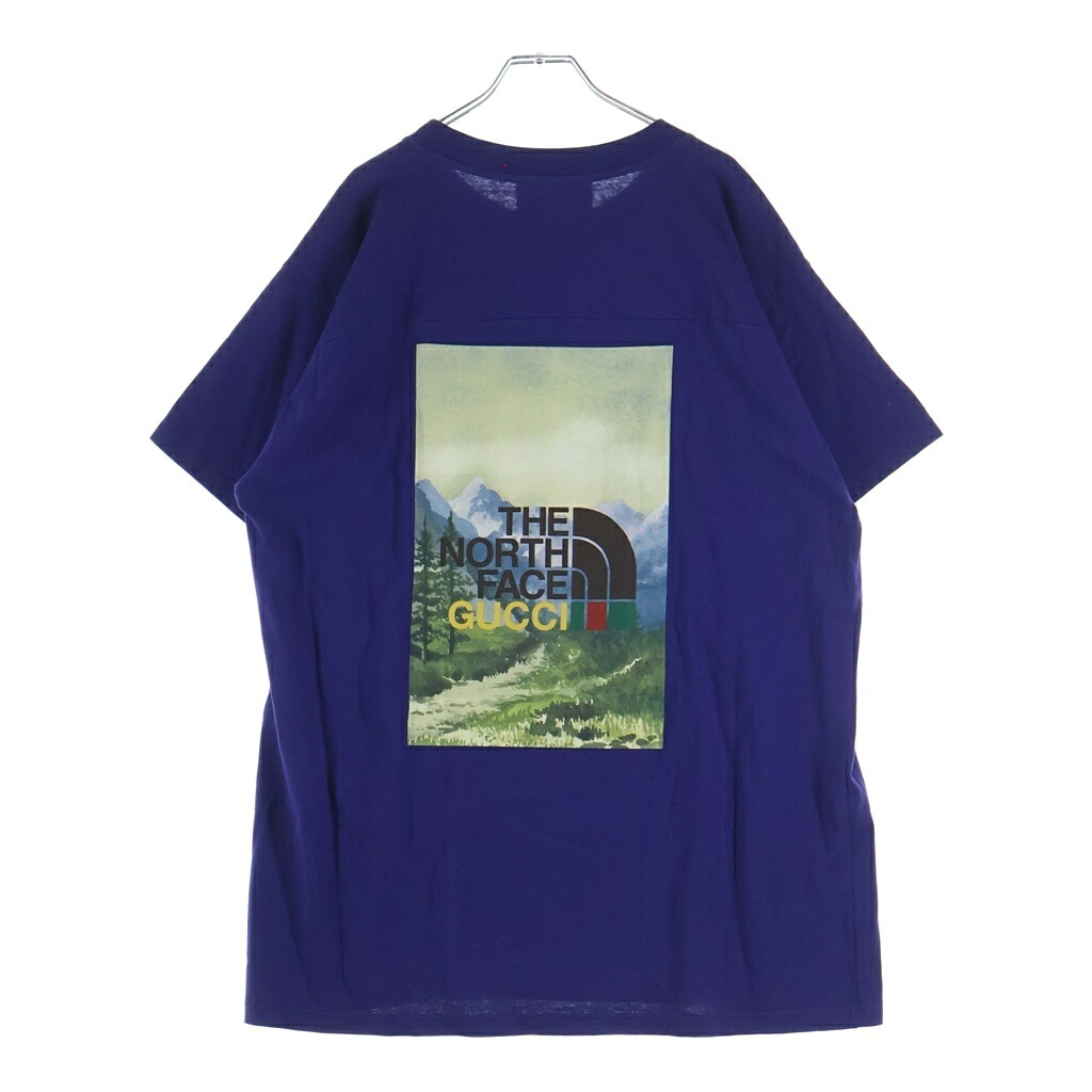 GUCCI(グッチ) サイズ:M &times;THE NORTH FACE T-SHIRT ザノースフェイス バックプリント クルーネック 半袖Tシャツ カットソー ネイビー【中古】【程度B】【カラーネイビー】【取扱店舗BRING大宮店】｜ブランド買取・販売　BRING