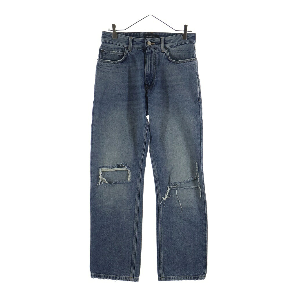 BALENCIAGA(バレンシアガ) サイズ:XXS 24AW ルーズフィット ダメージデニムパンツ インディゴ 745149【中古】【程度B】【カラーブルー】【取扱店舗BRINGアメリカ村店】|ブランド買取・販売 BRING