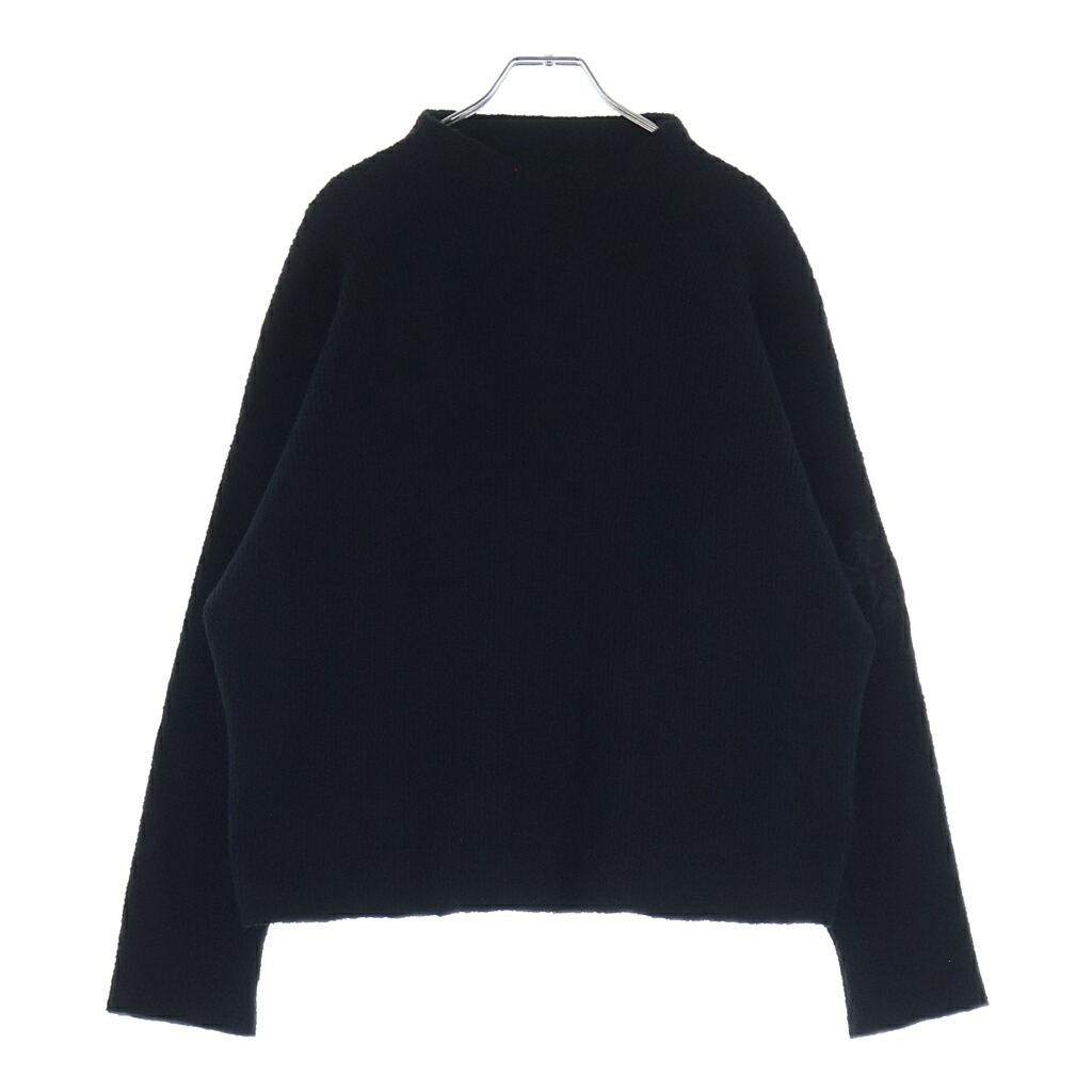 CHROME HEARTS(クロムハーツ) サイズ:XSM/SML Y NOT Harako Leather Cross Patch Knit ハラコレザークロスパッチ ハイネックニットセーター【新古品/中古】【程度S】【カラーブラック】【取扱店舗BRINGアメリカ村店】|ブランド買取・販売 BRING