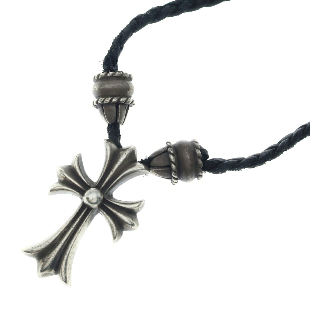 CHROME HEARTS(クロムハーツ) CH CRS SML CL スモールCHクロス クリンプト レザーブレイド ネックレス シルバー/ブラック BCA217【中古】【程度B】【カラーシルバー】【取扱店舗BRING有楽町マルイ店】|ブランド買取・販売 BRING