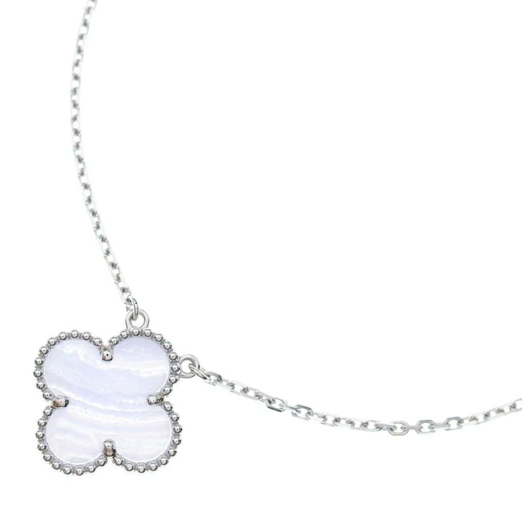 Van Cleef & Arpels(ヴァンクリーフアンドアーペル) ヴィンテージ アルハンブラ カルセドニー ネックレス シルバー VCARD34900【新古品/中古】【程度S】【カラーシルバー】【取扱店舗BRING:RED新宿東口店】|ブランド買取・販売 BRING