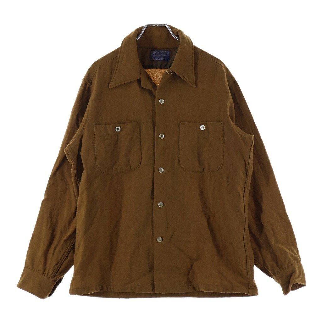 PENDLETON(ペンドルトン) サイズ:M 70s VINTAGE ヴィンテージ ウール オープンカラー 長袖シャツ ブラウン【中古】【程度B】【カラーブラウン】【オンライン限定商品】｜ブランド買取・販売　BRING