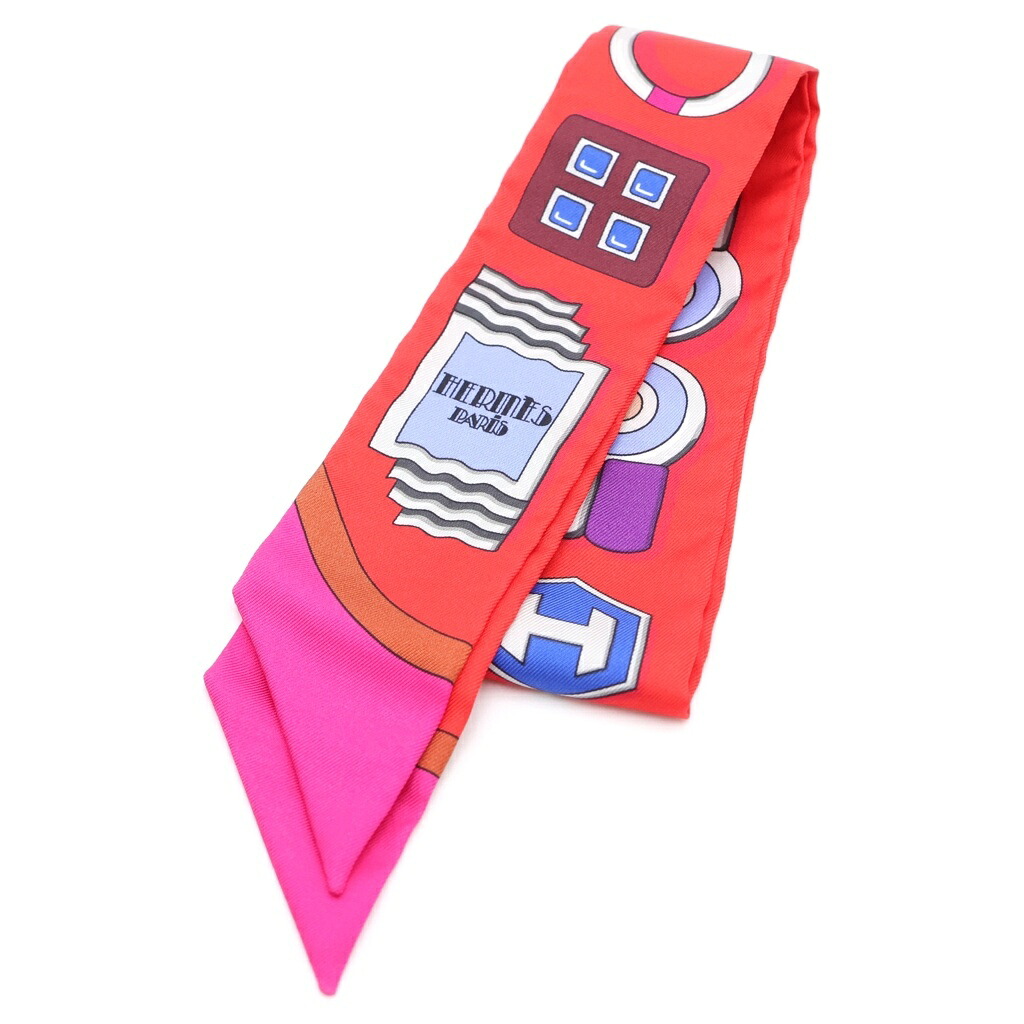 HERMES(エルメス) CARRE EN BOUCLES ツイリー シルクスカーフ レッド【中古】【程度A】【カラーレッド】【オンライン限定商品】｜ブランド買取・販売　BRING