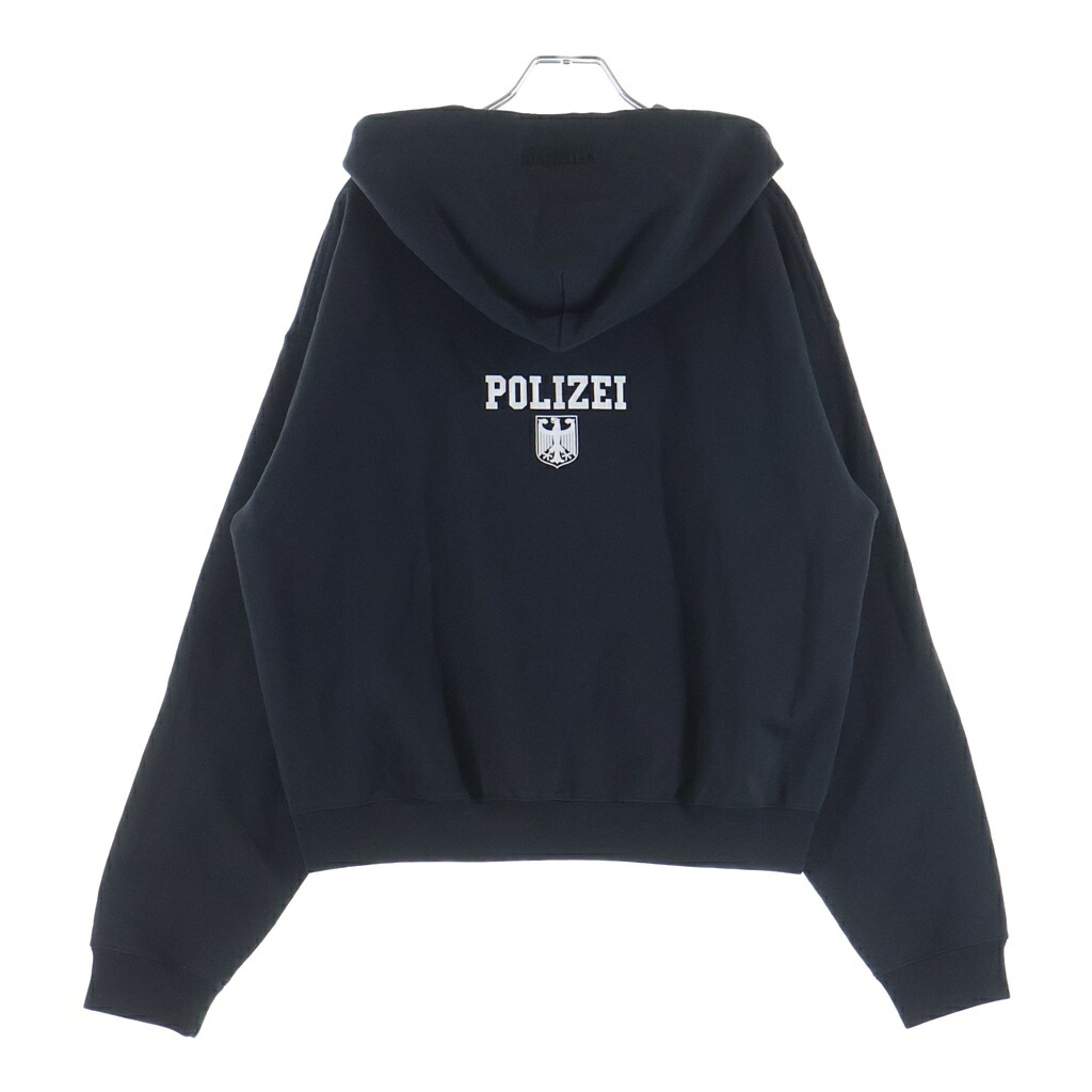 VETEMENTS(ヴェトモン) サイズ:L 25AW POLIZEI OVERSIZED ZIP HOODIE オーバーサイズ ジップアップ フーディ パーカー ブラック【中古】【程度B】【カラーブラック】【取扱店舗BRING渋谷ANNEX店】|ブランド買取・販売 BRING