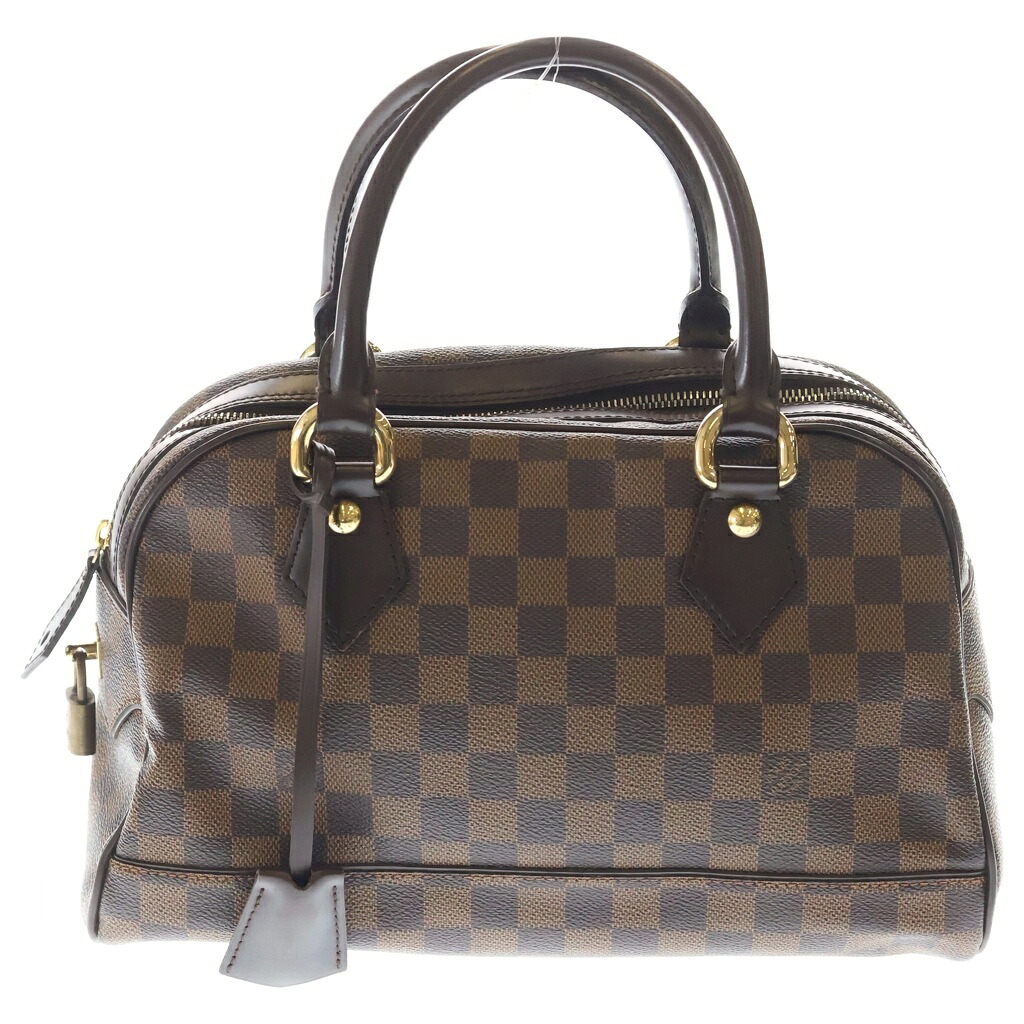 LOUIS VUITTON(ルイヴィトン) サイズ:- ダミエ ドゥオモ ハンドバッグ ブラウン レザー&times;PVC N60008 ゴールド金具【中古】【程度B】【カラーブラウン】【取扱店舗BRING京都河原町店】｜ブランド買取・販売　BRING