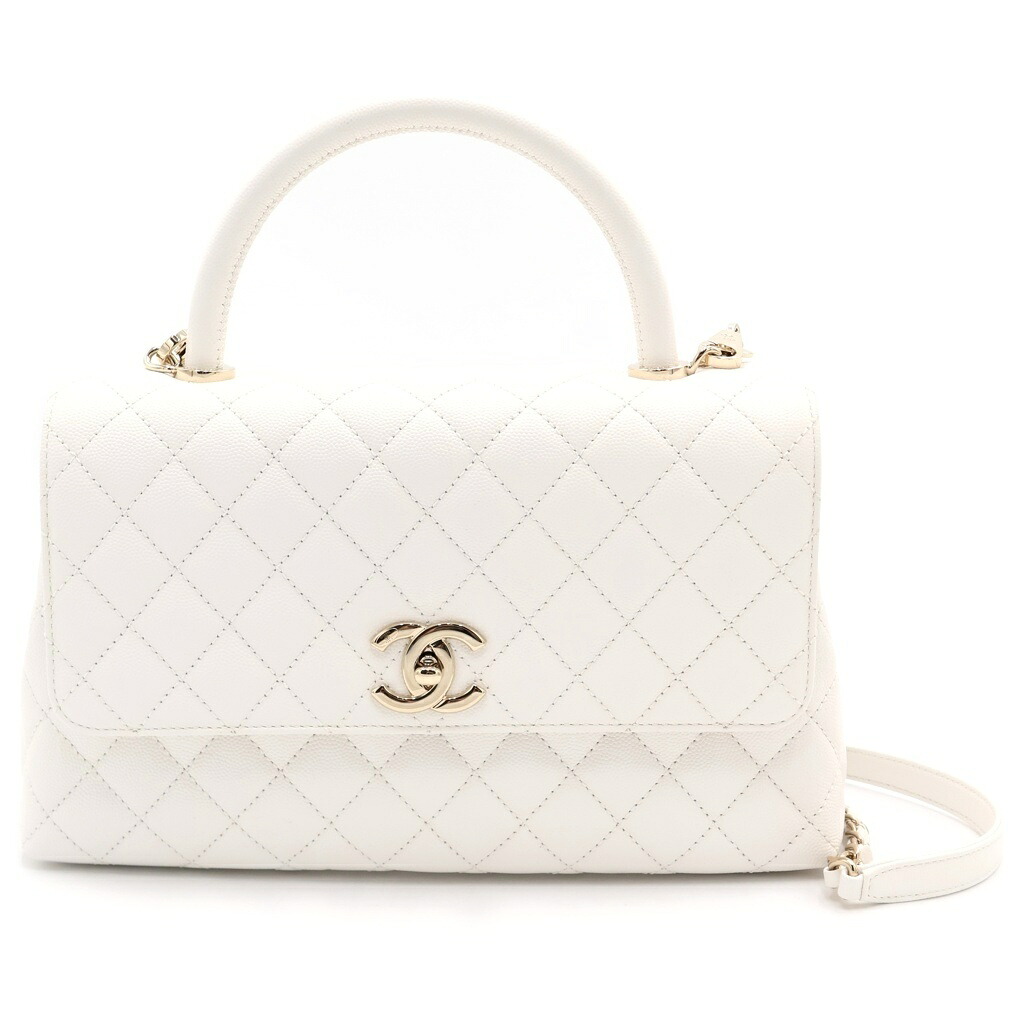 CHANEL(シャネル) マトラッセ ココハンドル29 ハンド ショルダーバッグ キャビアスキン チェーン ゴールド金具 ホワイト プレート A92990【中古】【程度A】【カラーホワイト】【取扱店舗BRING：RED新宿東口店】｜ブランド買取・販売　BRING