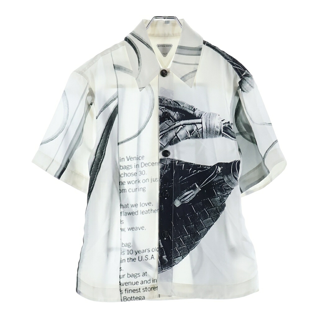 BOTTEGA VENETA(ボッテガヴェネタ) サイズ:34 Letter Graphic Silk Shirt レターグラフィック シルクシャツ ホワイト 823056 V5MT0【中古】【程度A】【カラーホワイト】【取扱店舗BRING心斎橋店】|ブランド買取・販売 BRING