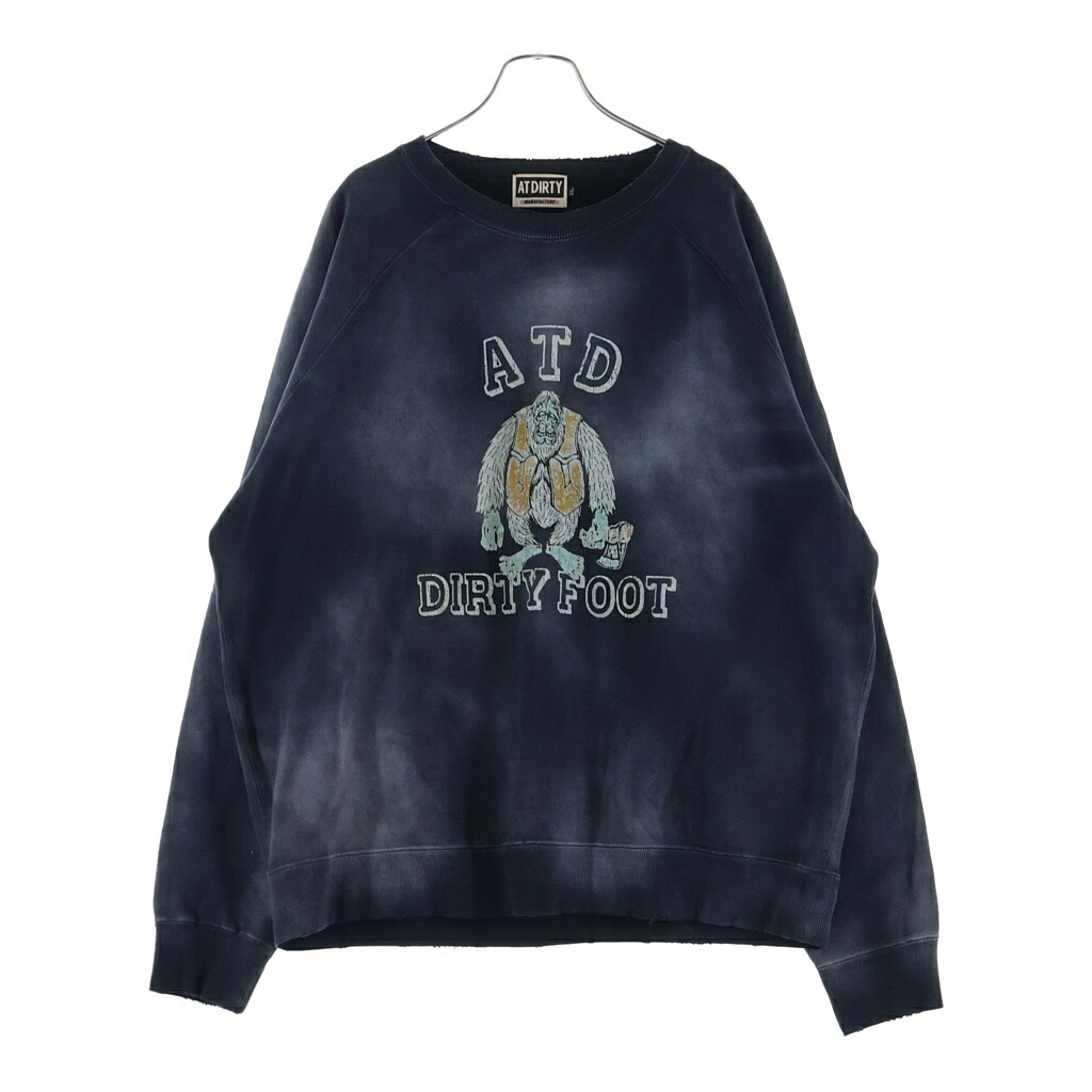 AT-DIRTY(アットダーティー) サイズ:XL AT-DIRTY（アットダーティー）24AW DIRTY COLLEGE SWEAT ヴィンテージ加工 プリント スウェットトレーナー ブラック ATD24AW-01【中古】【程度B】【カラーブラック】【オンライン限定商品】｜ブランド買取・販売　BRING